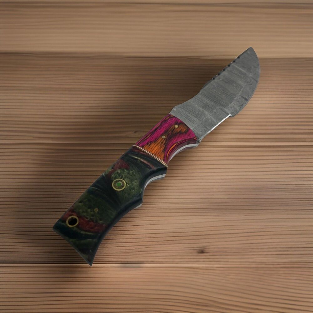 Handmade Damascus Steel Fixed Blade Skinner w/ Sheath